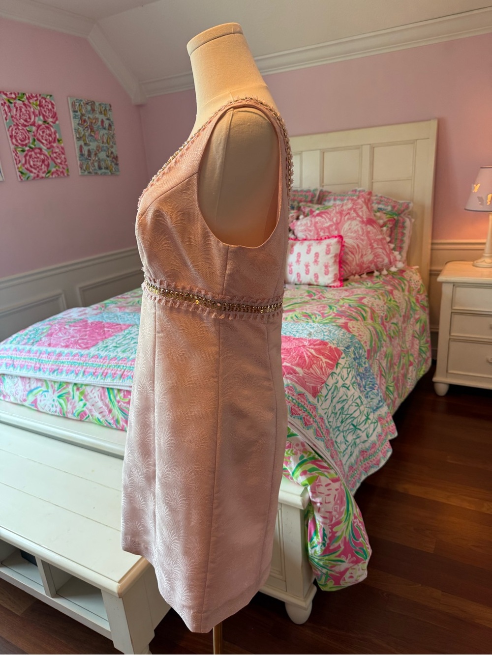 Lilly Pulitzer Blush Pink Embellished V-Neck Sleeveless Dress - Picture 8 of 8